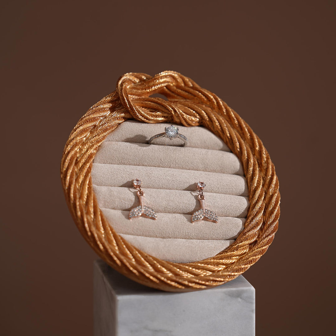 Cream White Vegan Suede Jewelry Display Set