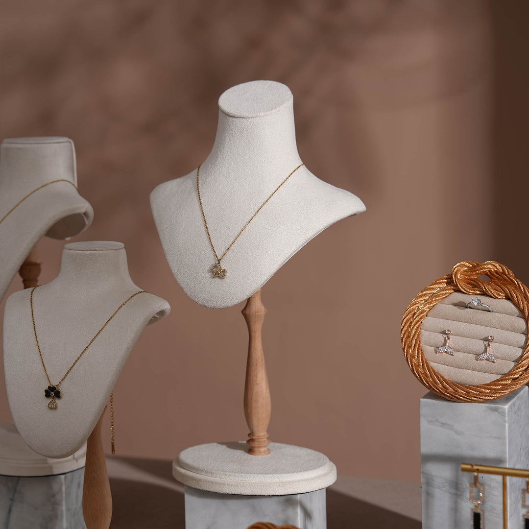 Cream White Vegan Suede Jewelry Display Set