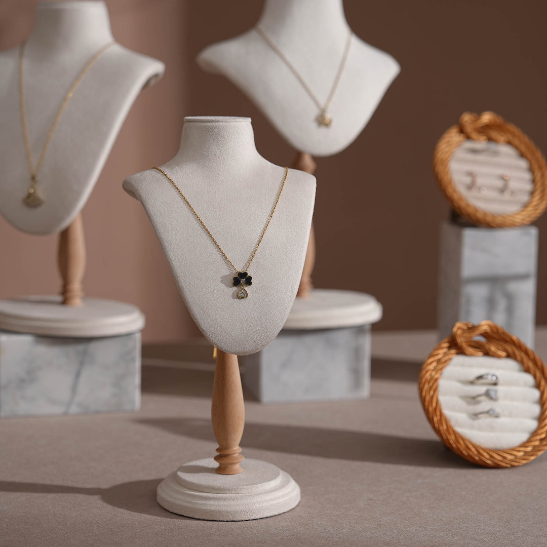Cream White Vegan Suede Jewelry Display Set
