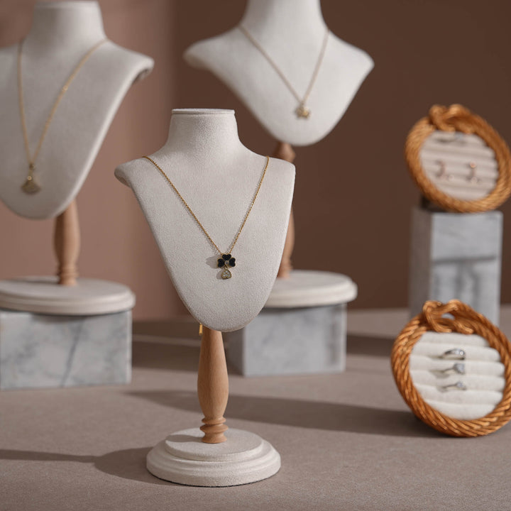 Cream White Vegan Suede Jewelry Display Set