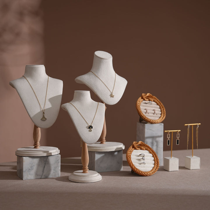 Cream White Vegan Suede Jewelry Display Set