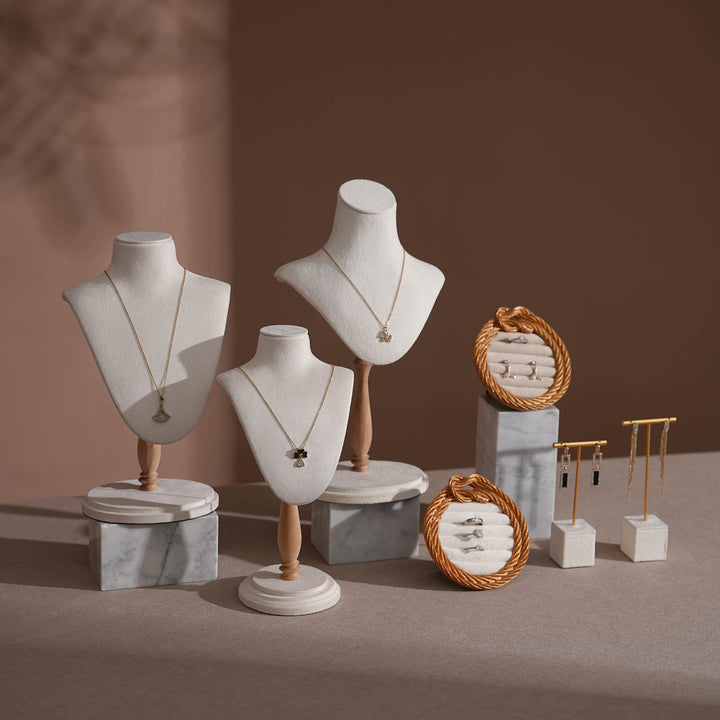 Cream White Vegan Suede Jewelry Display Set