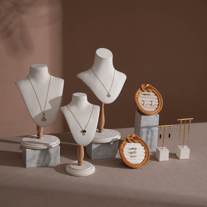 Cream White Vegan Suede Jewelry Display Set