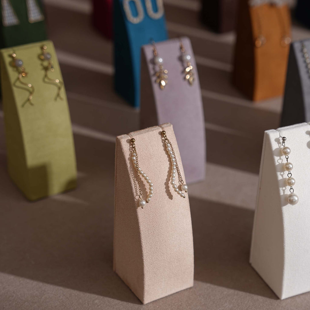 Dune Necklace &amp; Earring Display Stand, Weighted Vegan Suede