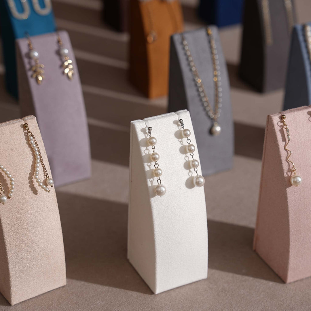 Dune Necklace &amp; Earring Display Stand, Weighted Vegan Suede