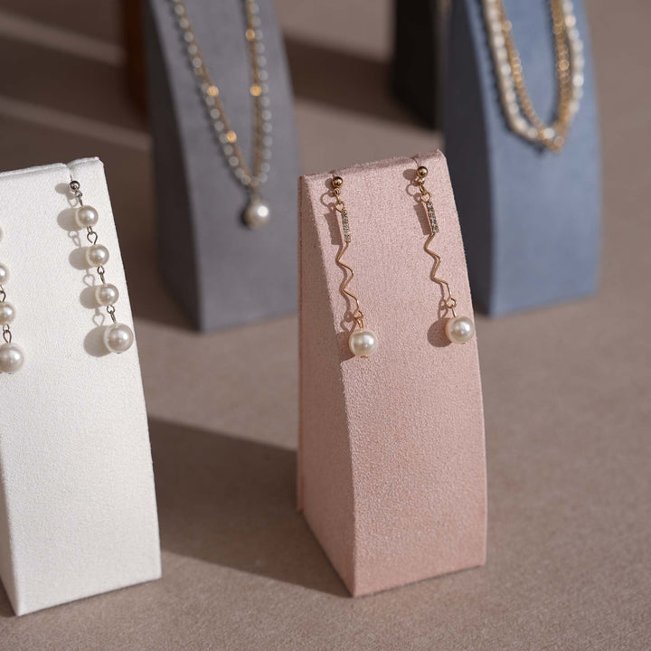 Dune Necklace &amp; Earring Display Stand, Weighted Vegan Suede