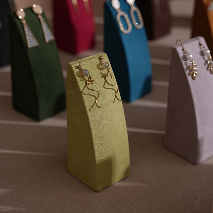 Dune Necklace &amp; Earring Display Stand, Weighted Vegan Suede