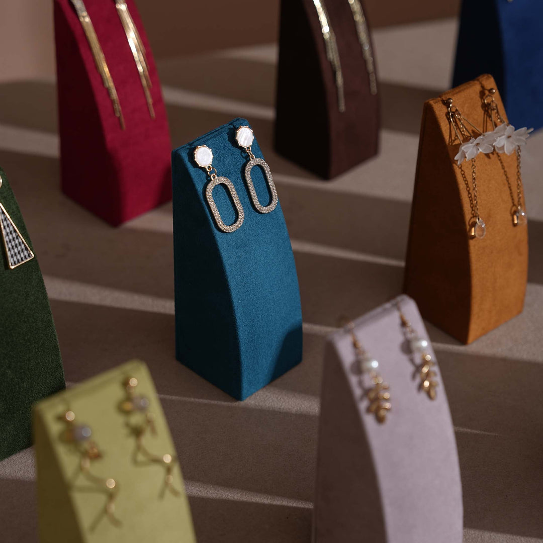 Dune Necklace &amp; Earring Display Stand, Weighted Vegan Suede
