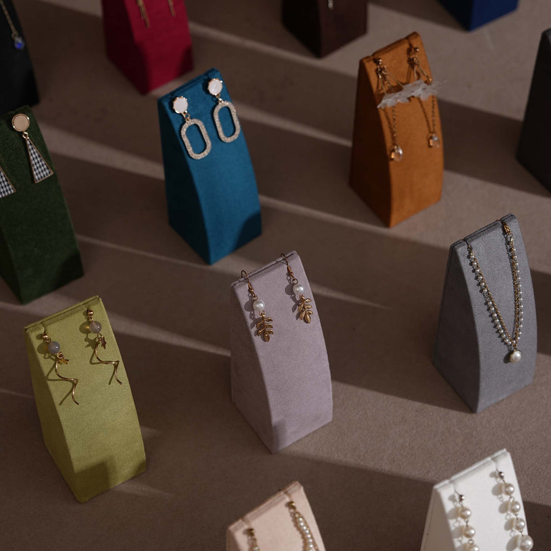 Dune Necklace &amp; Earring Display Stand, Weighted Vegan Suede