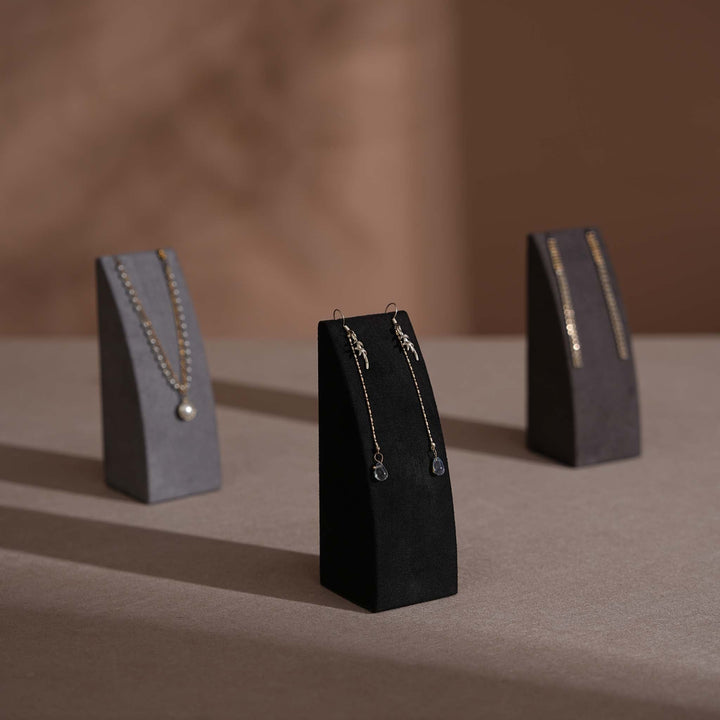Dune Necklace &amp; Earring Display Stand, Weighted Vegan Suede