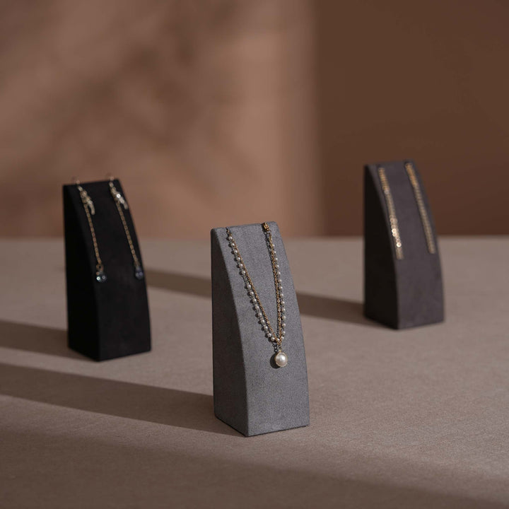 Dune Necklace &amp; Earring Display Stand, Weighted Vegan Suede