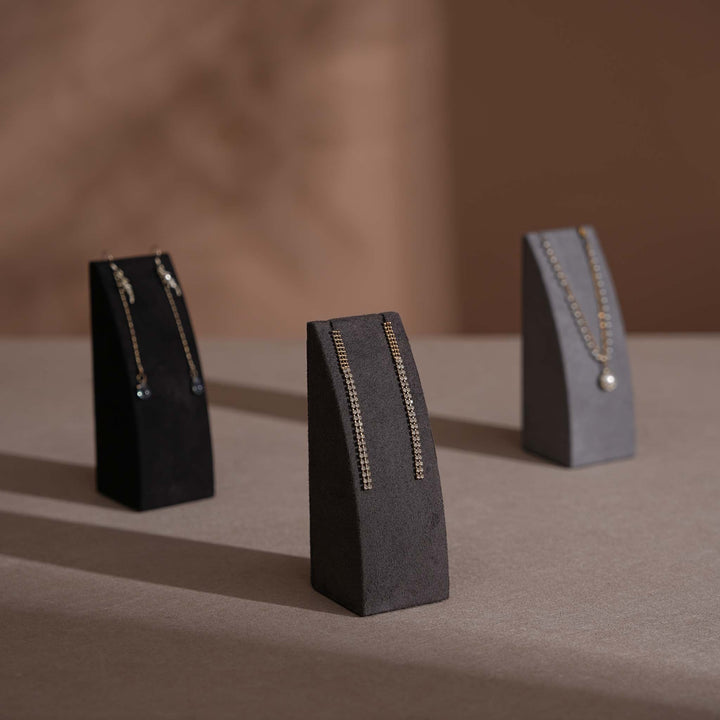 Dune Necklace &amp; Earring Display Stand, Weighted Vegan Suede