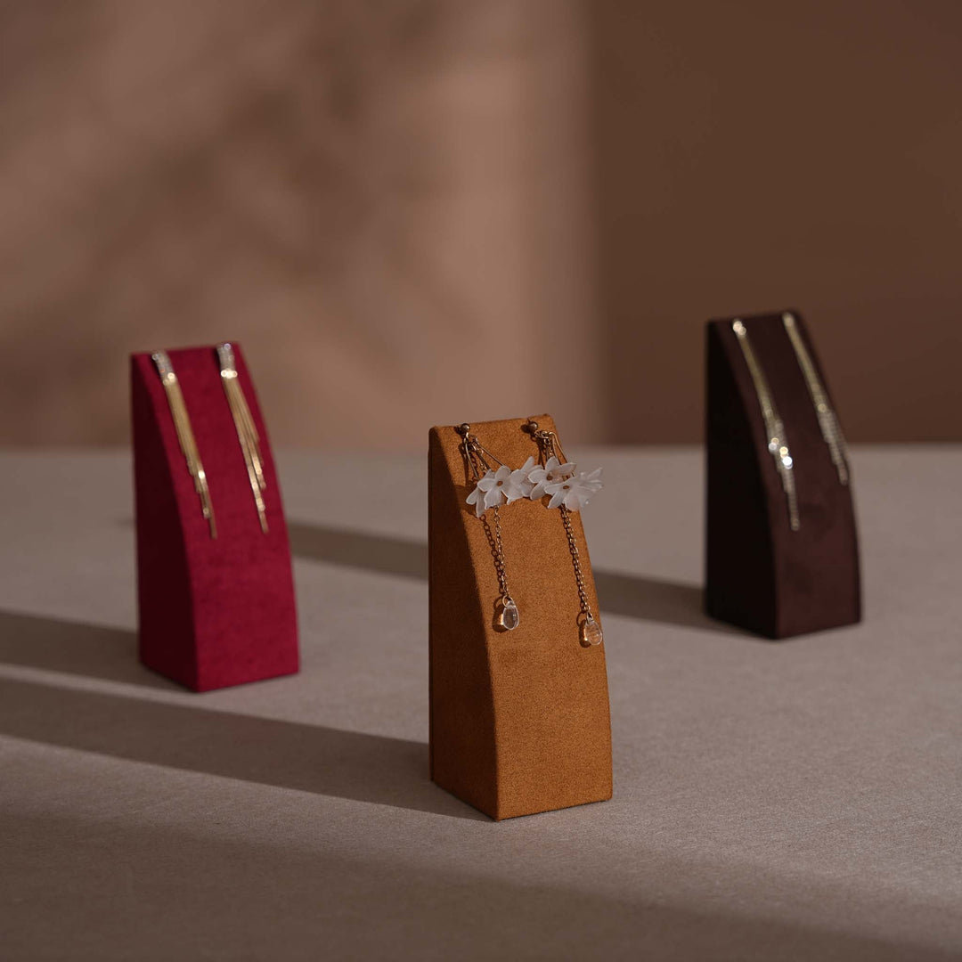 Dune Necklace &amp; Earring Display Stand, Weighted Vegan Suede