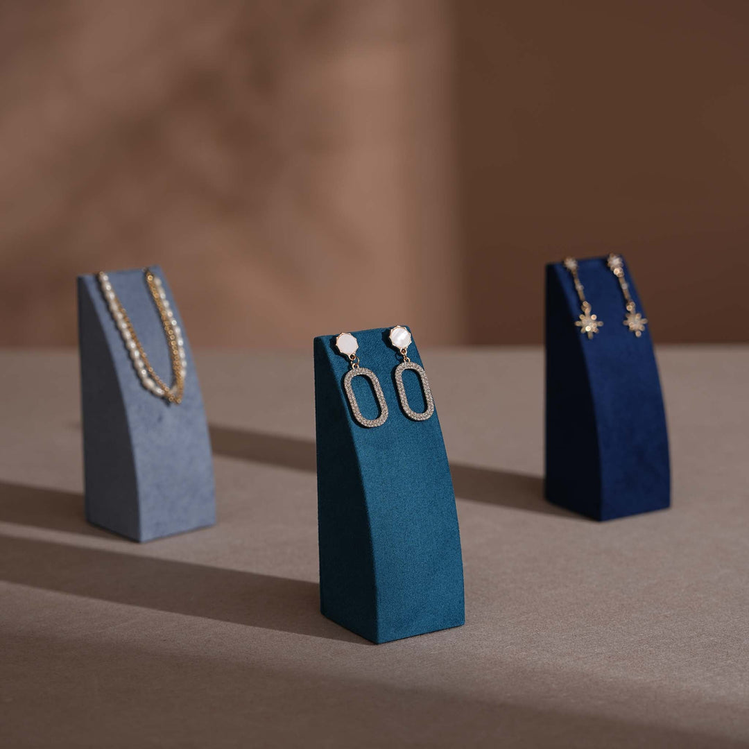Dune Necklace &amp; Earring Display Stand, Weighted Vegan Suede