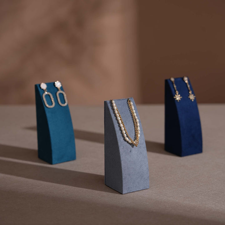 Dune Necklace &amp; Earring Display Stand, Weighted Vegan Suede