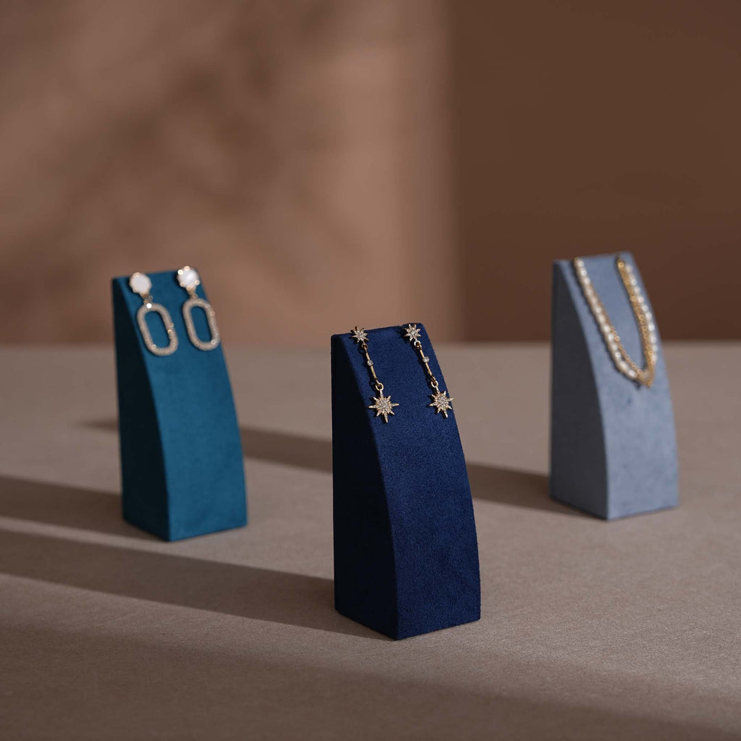 Dune Necklace &amp; Earring Display Stand, Weighted Vegan Suede