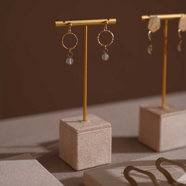 Beige Vegan Suede Jewelry Display Set · 14-Piece