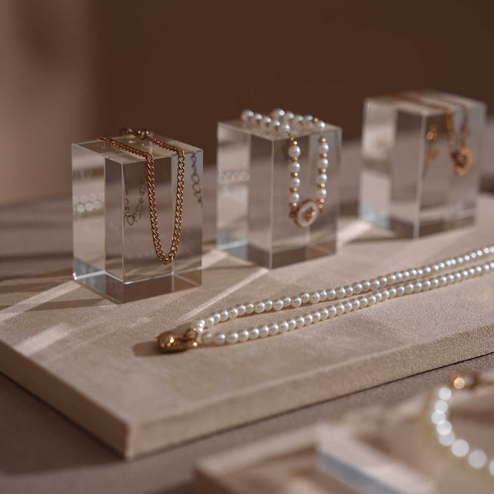 Beige Vegan Suede Jewelry Display Set · 14-Piece