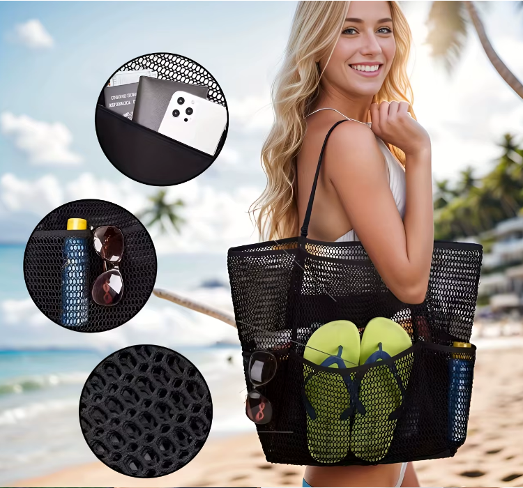 Boho Large Capacity Mesh Beach Tote Bag