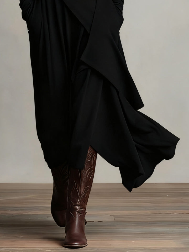 Irene | High-neck Asymmetrical Pleated Dress