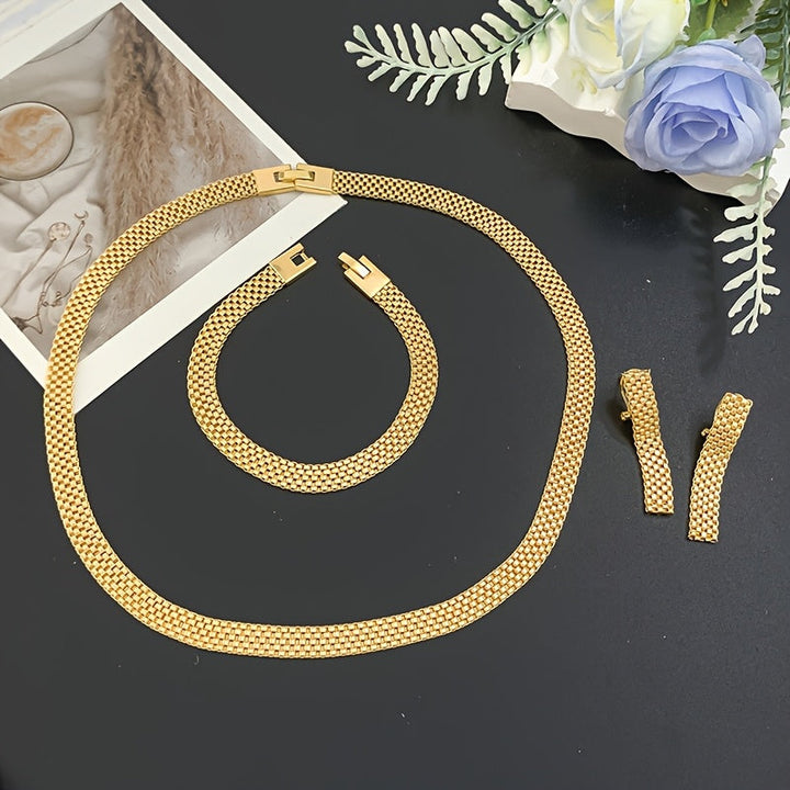 REFINED LONG NECKLACE, BRACELET &amp; EARRINGS SET