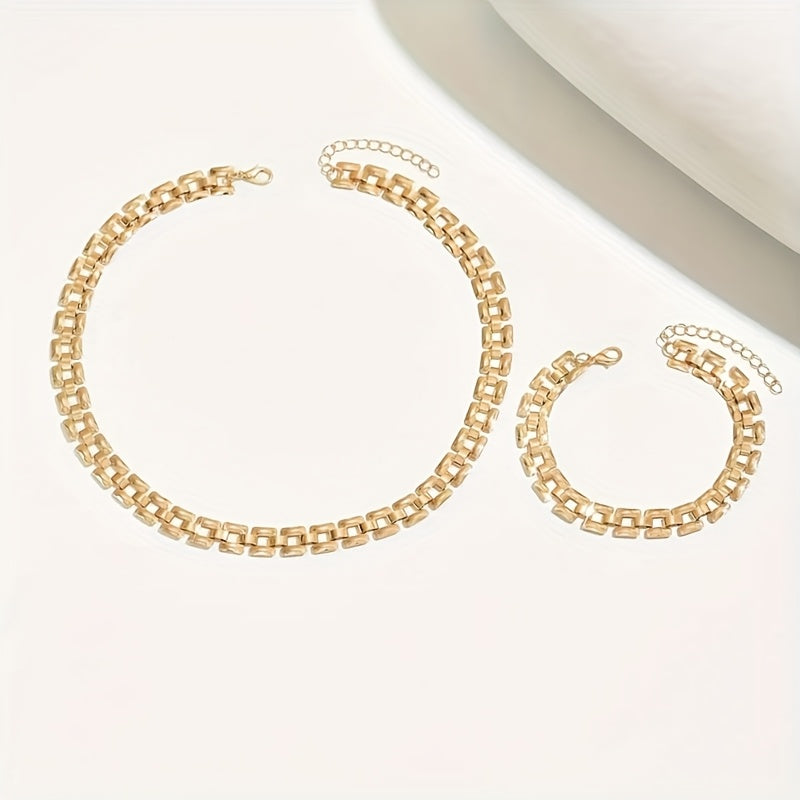 SQUARE BUCKLE NECKLACE &amp; BRACELET SET
