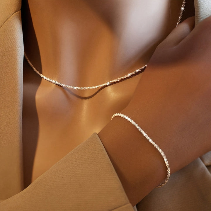 MINIMALIST SHIMMER NECKLACE &amp; BRACELET SET