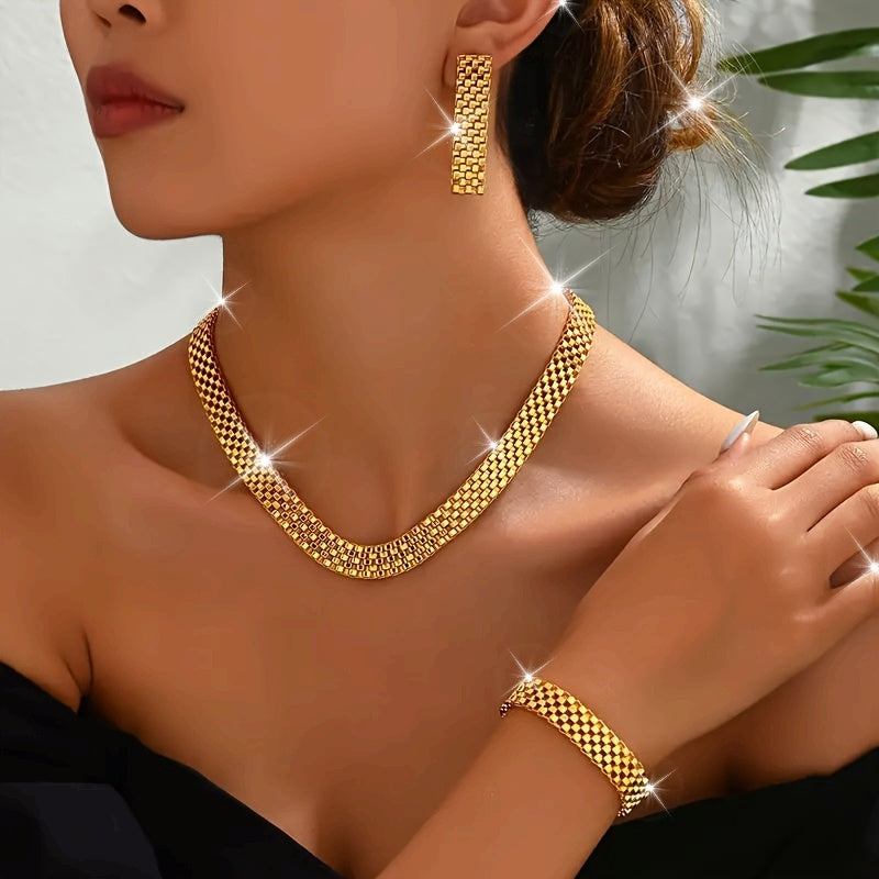 REFINED LONG NECKLACE, BRACELET &amp; EARRINGS SET