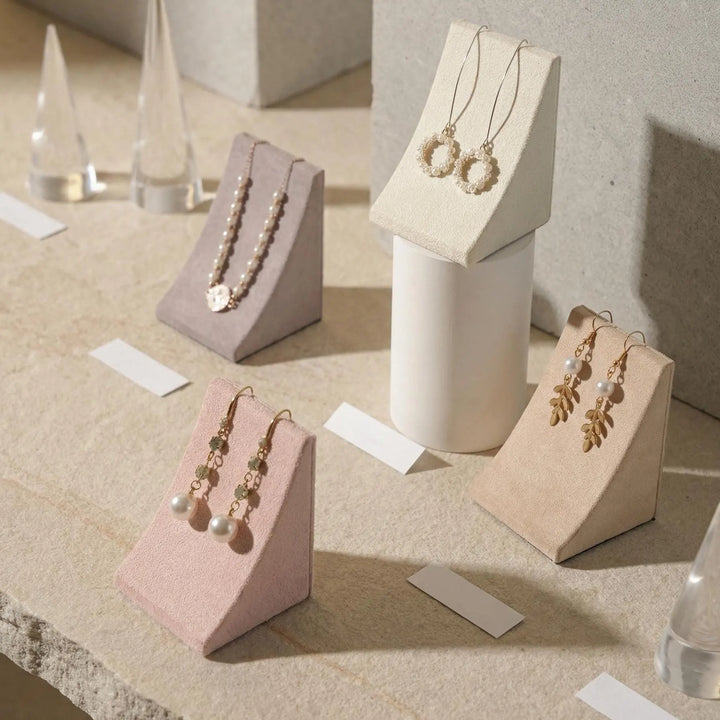 Minimalist Vegan Suede Jewelry Display Stand for Earrings &amp; Necklaces