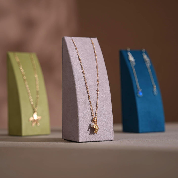 Dune Necklace &amp; Earring Display Stand, Weighted Vegan Suede