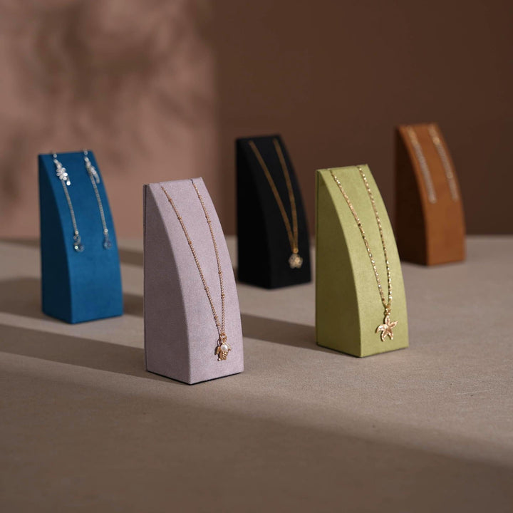 Dune Necklace &amp; Earring Display Stand, Weighted Vegan Suede