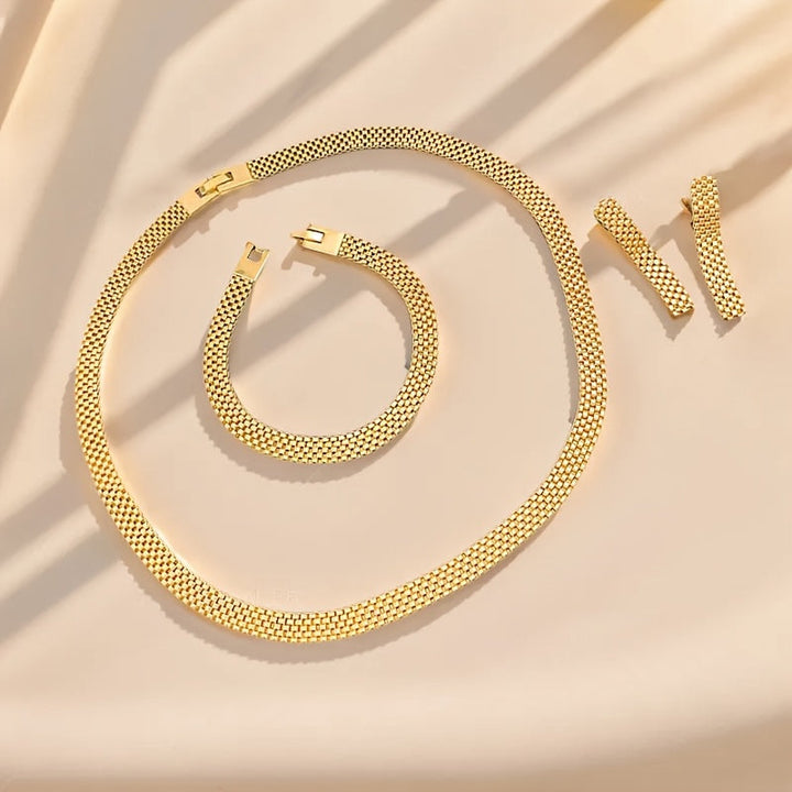 REFINED LONG NECKLACE, BRACELET &amp; EARRINGS SET