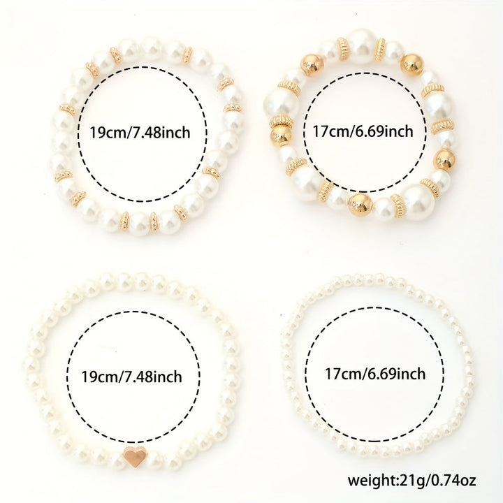 PEARL HEART BRACELET SET
