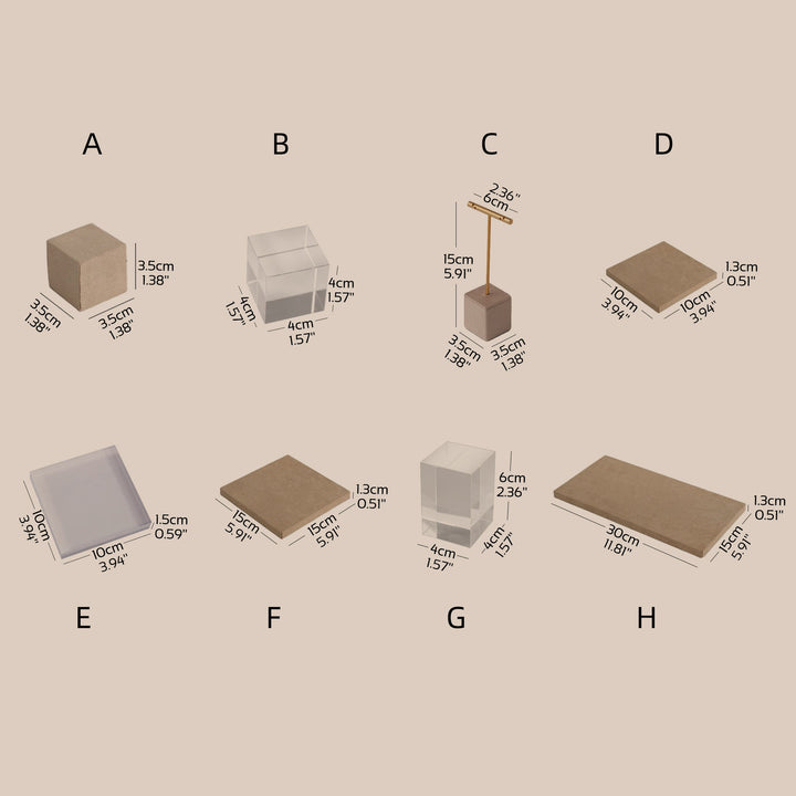 Beige Vegan Suede Jewelry Display Set · 14-Piece