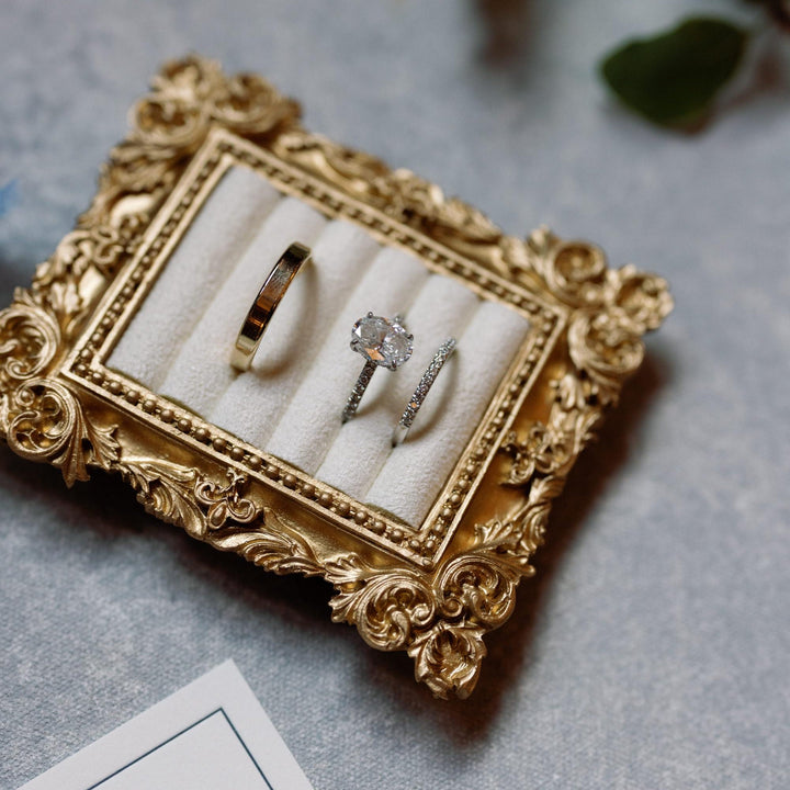 Rococo Inspired Ring &amp; Earring Holder for Wedding Flat Lays