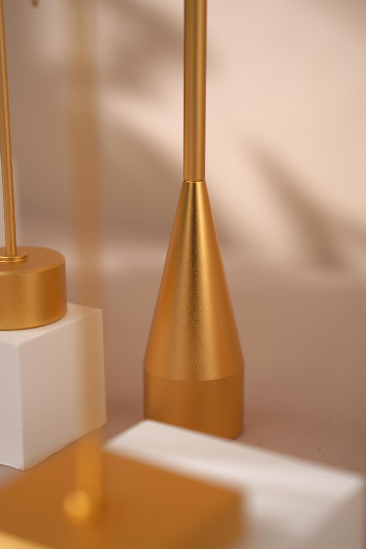 Gold Metal Earring Holder: Jewelry Display Stand with Gypsum Base