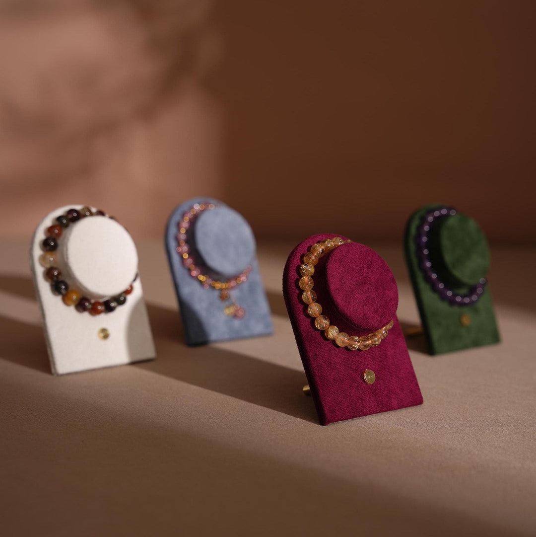 Suede Bracelet Holder Display: Brass Stand Jewelry Organizer