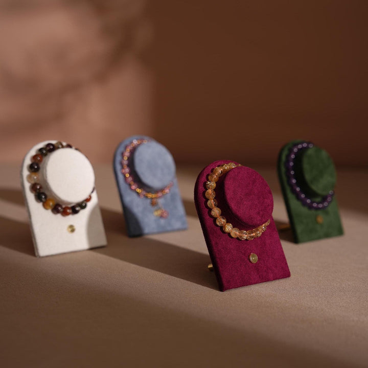Suede Bracelet Holder Display: Brass Stand Jewelry Organizer