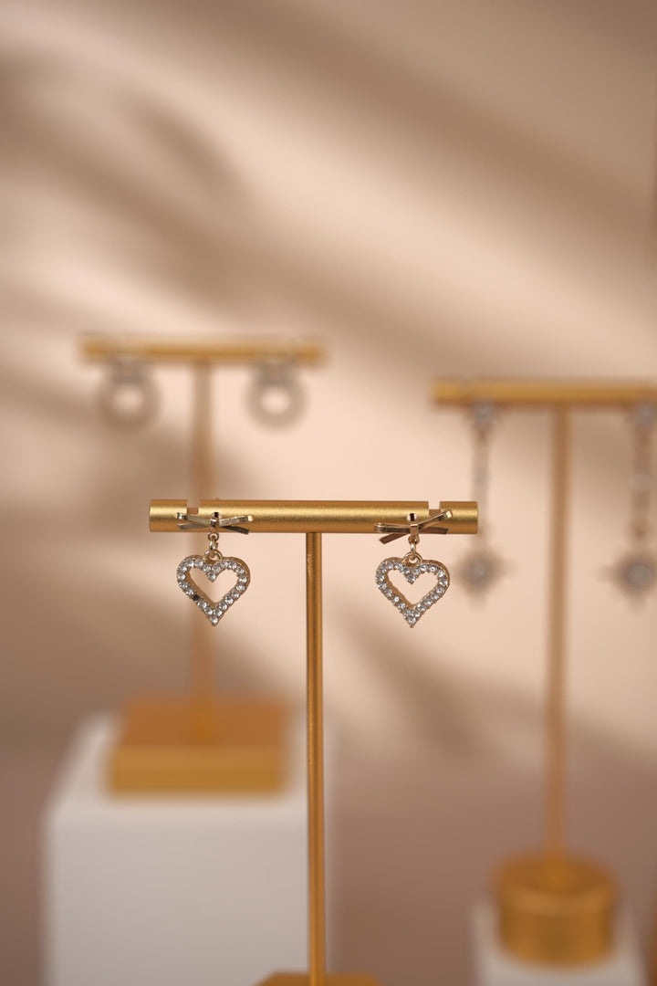 Gold Metal Earring Holder: Jewelry Display Stand with Gypsum Base