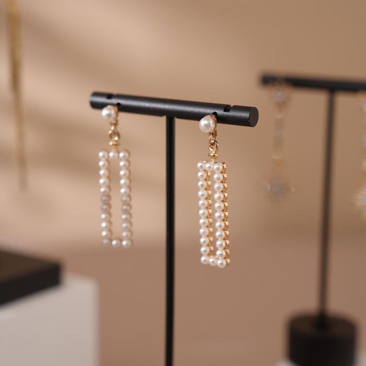 Black T Bar Earring Holder: Gypsum Jewelry Display Stand