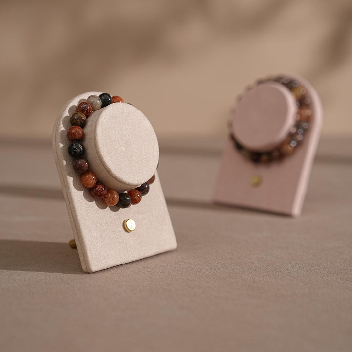 Suede Bracelet Holder Display: Brass Stand Jewelry Organizer