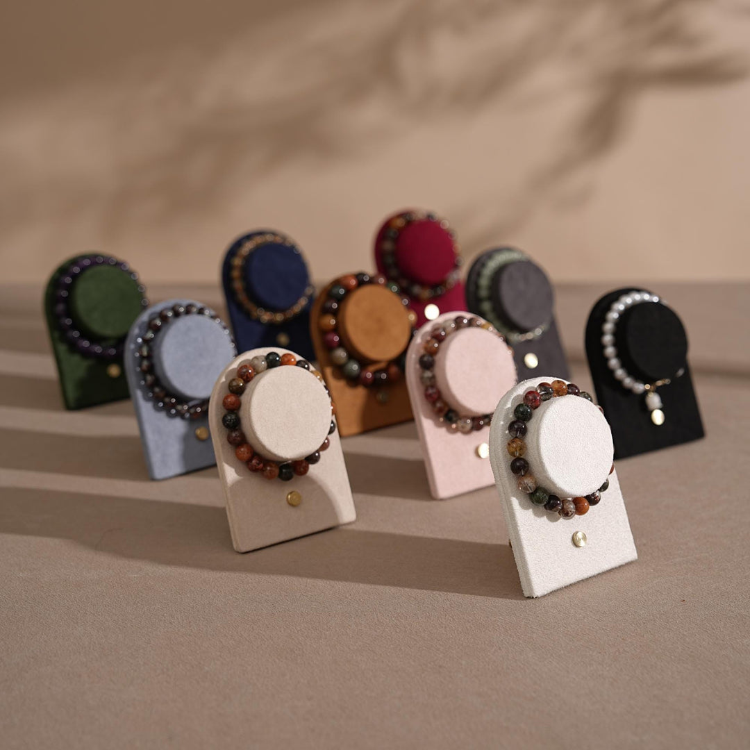 Suede Bracelet Holder Display: Brass Stand Jewelry Organizer