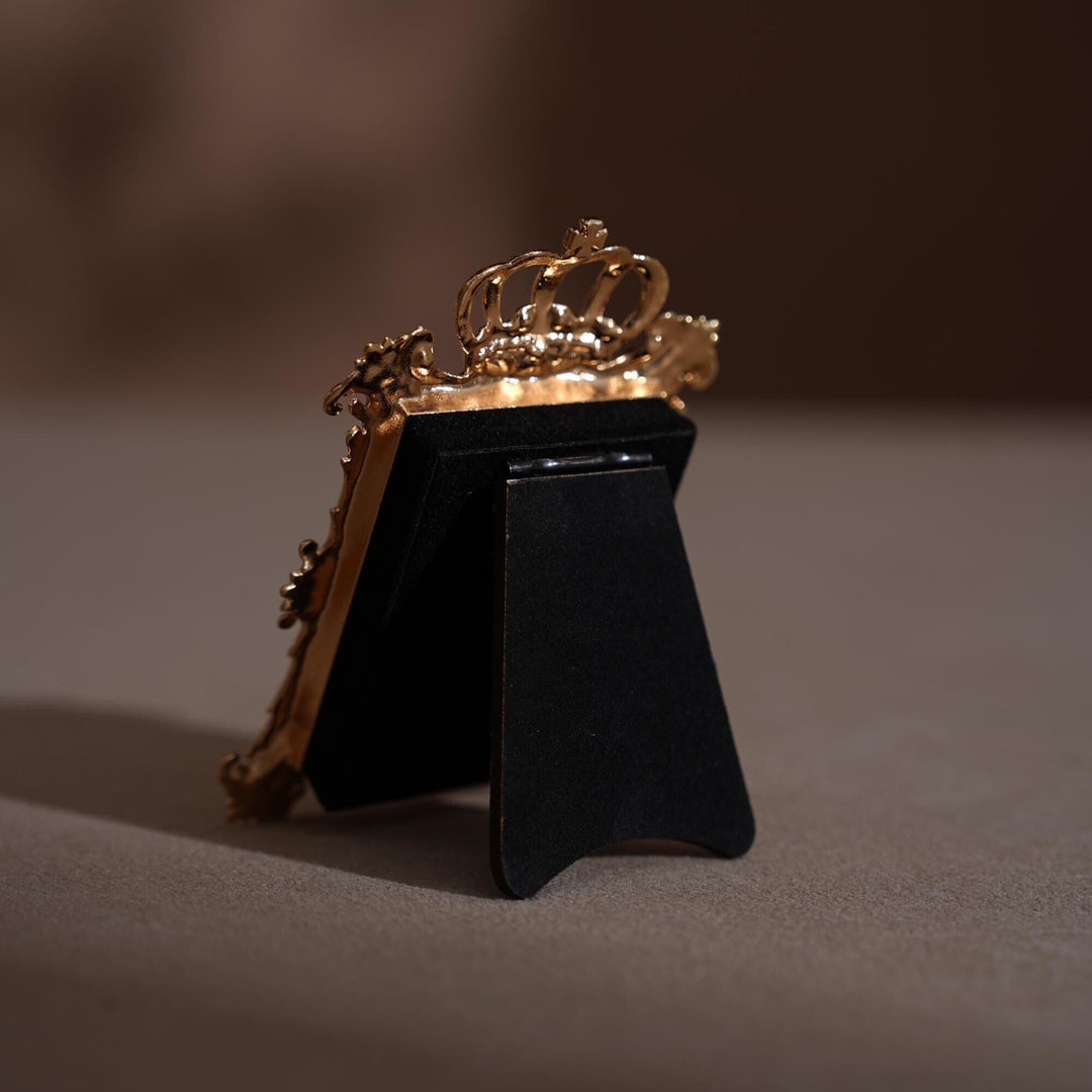 Gold Crown Ring Holder: Vegan Suede Jewelry Display Frame