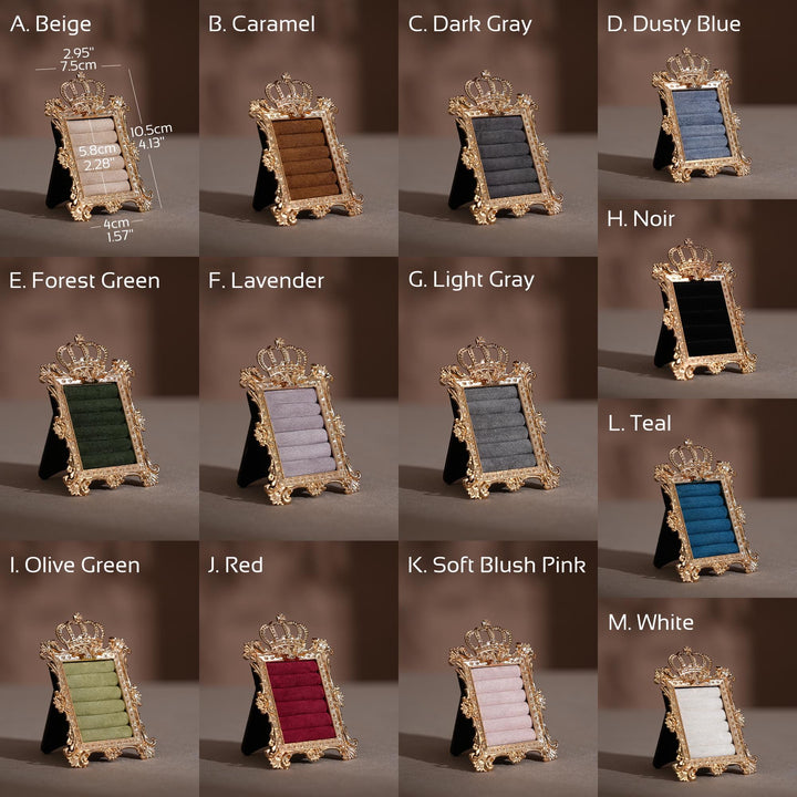 Gold Crown Ring Holder: Vegan Suede Jewelry Display Frame
