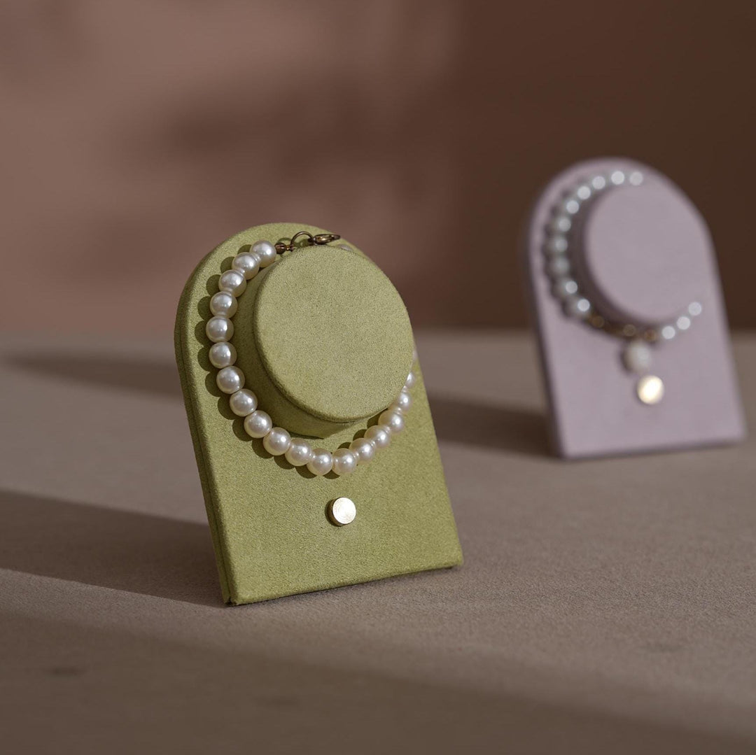 Suede Bracelet Holder Display: Brass Stand Jewelry Organizer