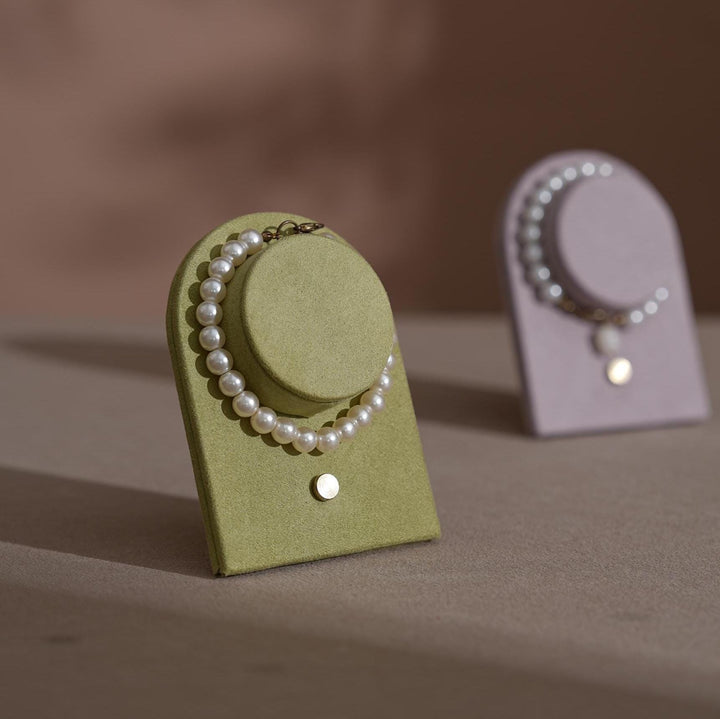 Suede Bracelet Holder Display: Brass Stand Jewelry Organizer