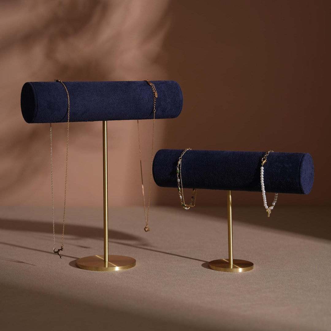 Solid Brass T-Bar Necklace &amp; Bracelet Stand | Vegan Suede, 14 Colors