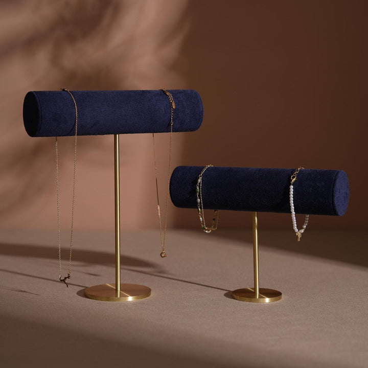 Solid Brass T-Bar Necklace &amp; Bracelet Stand | Vegan Suede, 14 Colors