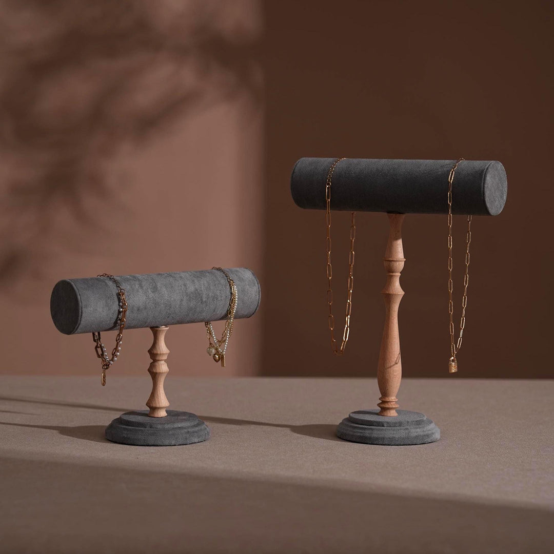 Vegan Suede T-Bar Jewelry Stand | Bracelet &amp; Necklace Display