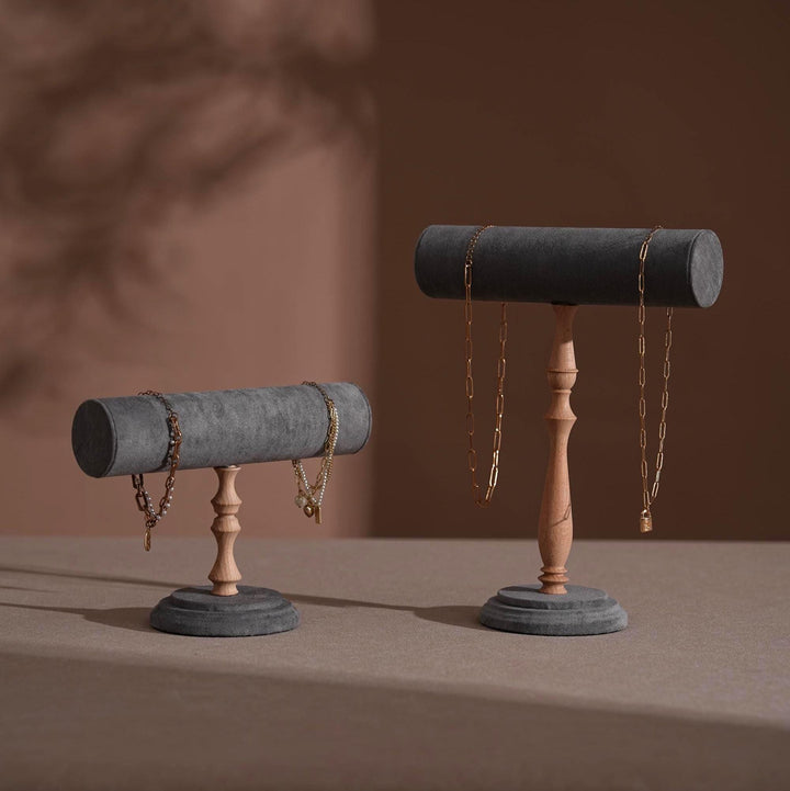 Vegan Suede T-Bar Jewelry Stand | Bracelet &amp; Necklace Display